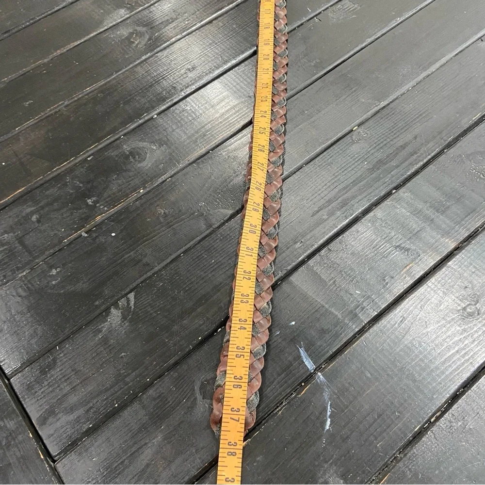 Gap Braided Leather Belt Chestnut Brown Denim Small‎